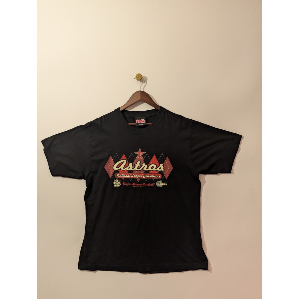 Stitches Houston Astros T-Shirt Mens Large Black Excellent 2005 NL Champions MLB